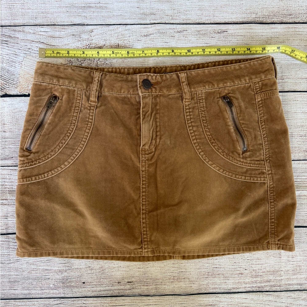 American Eagle Outfitters Y2K Tan Camel Colored Corduroy Mini Jean Skirt Sz 2 4 - Picture 2 of 5